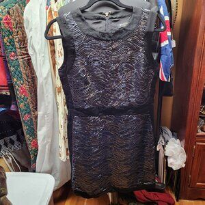 Juicy Couture Midnight Wavy Sequin Shift Mini Dress